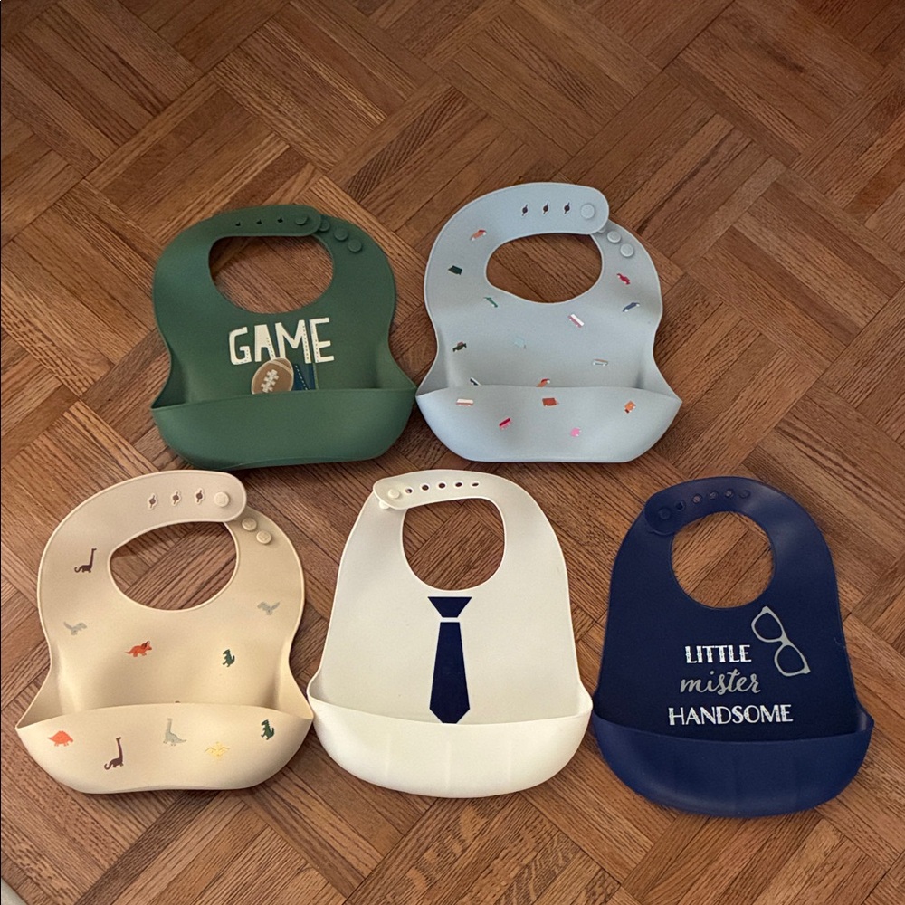 Baby Silicone Bibs (Set of 5)